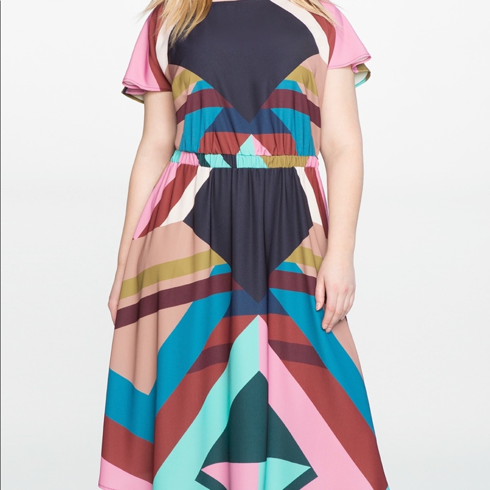 Eloquii Geo Print Midi Dress sz 26